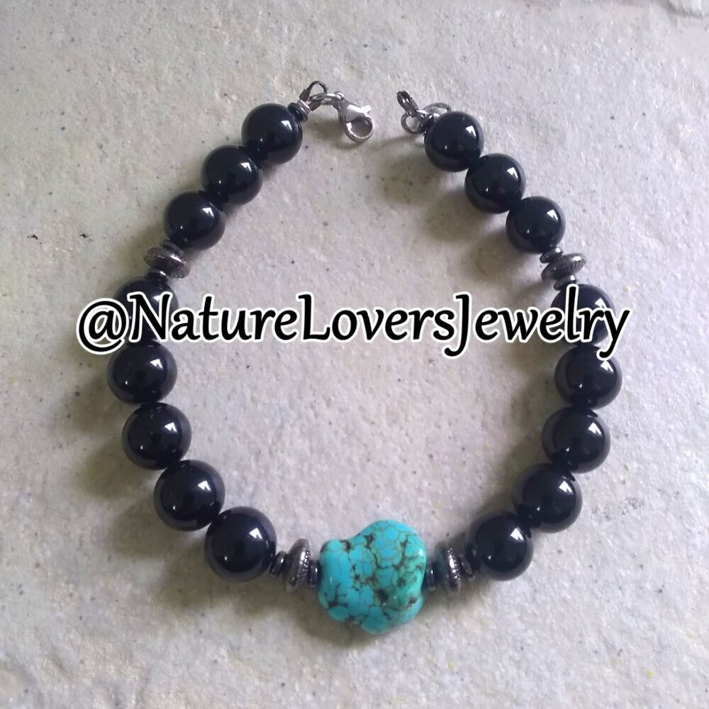 Big Man's Black Jasper + Magnesite Bracelet - Grounding Balance Stability